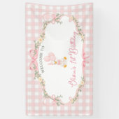 Dummer Gans Rosa Schleife Mädchen Geburtstag Banner (Vertikal)
