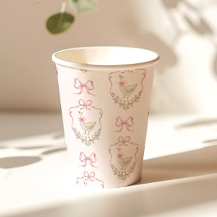 Dummer Gans Rosa Schleifen-Wappen Vintage-Baby-Par Pappbecher