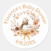 Dummer Gans Rustikaler Bogen Baby Shower Danke Runder Aufkleber (Vorderseite)
