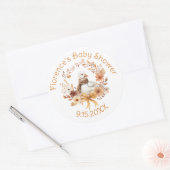 Dummer Gans Rustikaler Bogen Baby Shower Danke Runder Aufkleber (Umschlag)