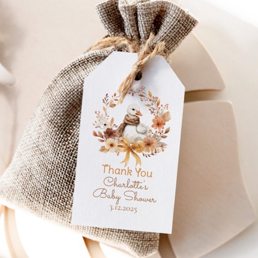 Dummer Gans Rustikaler Herbst-Baby Shower Danke Geschenkanhänger