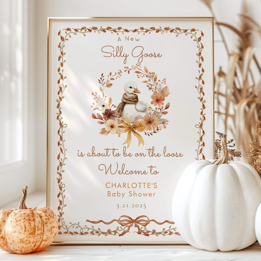 Dummer Gans Rustikaler Herbst-Baby-Shower-Willkomm Poster