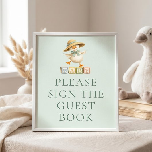 Dummer-Gans-Sage-Gästebuch-Baby-Shower-Schild Poster