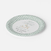 Dummer-Gans-Sage-Grün-Gingham-Baby-Party Pappteller (Schrägansicht)