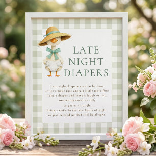 Dummer Gans Spätabend-Windeln Babyshower-Schild Poster