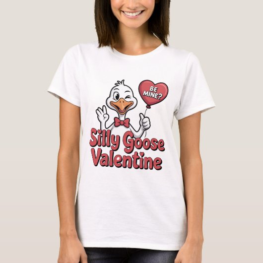 Dummer Gans Valentinstag Shirt - Süße zwinkernden  (Vorderseite)