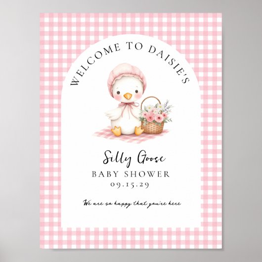 Dummer Gans Wasserfarben Mädchen Baby Shower Begrü Poster (Vorne)