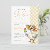 Dummer Gänschen Gelber Gingham-Hut Eis-Baby-Party Einladung (Stehend Vorderseite)