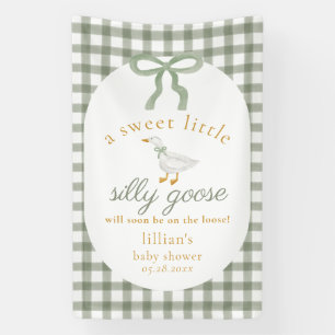 Dummer Gänschen Grün Gingham Cottagecore Babyparty Banner