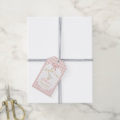 Dummer Gänschen Rosa Gingham-Baby-Party Dankeschön Geschenkanhänger (Mit Garn)
