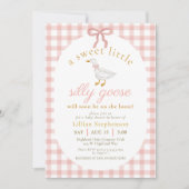 Dummer Gänschen Rosa Gingham Babyparty QR-Code Einladung (Vorderseite)