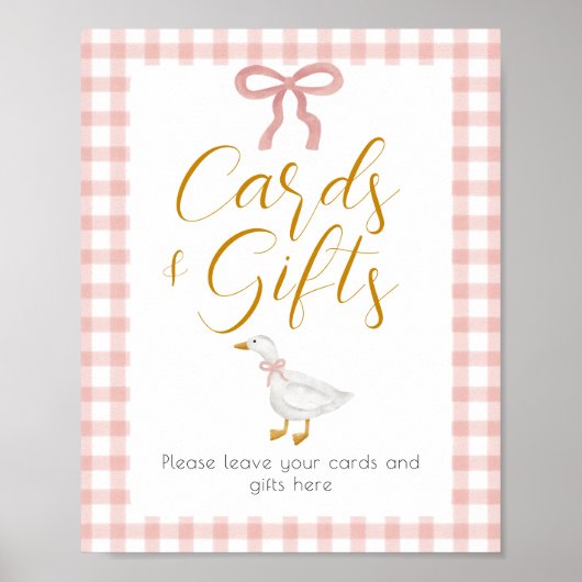 Dummer Gänschen Rosa Gingham Babyshower-Geschenkti Poster (Vorne)