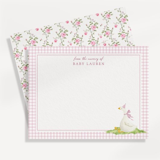 Dummer Gänschen Rosa Gingham-Kinderzimmer-Notizkar Einladung