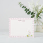 Dummer Gänschen Rosa Gingham-Kinderzimmer-Notizkar Einladung (Stehend Vorderseite)