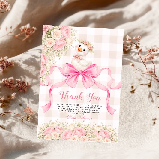 Dummer Gänschen Rosa Schleife Rose Mädchen Babypar Dankeskarte