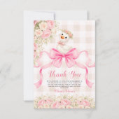 Dummer Gänschen Rosa Schleife Rose Mädchen Babypar Dankeskarte (Vorderseite)