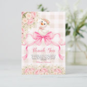 Dummer Gänschen Rosa Schleife Rose Mädchen Babypar Dankeskarte (Stehend Vorderseite)
