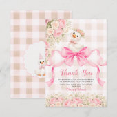 Dummer Gänschen Rosa Schleife Rose Mädchen Babypar Dankeskarte (Vorne/Hinten)