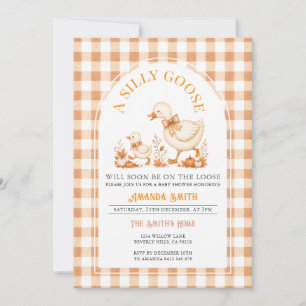 Dummer-Gänse-Baby-Party Orange Gingham Einladung