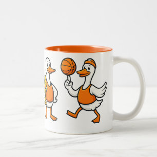 Dummer Gänse-Basketball  Lustiger Gänse-Hoop Vinta Zweifarbige Tasse