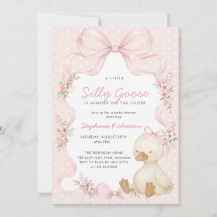 Dummer Gänse-Coquette-Rosa-Punkte-Baby-Party Einladung