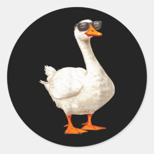 Dummer Gänse-Ente mit Sonnenbrille Lustige Grafik Runder Aufkleber