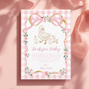 Dummer Gänse-Gingham-Rosa-Blumen-Bücher für Baby Begleitkarte
