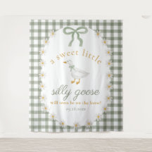 Dummer Gänse-Grün-Gingham-Cottagecore-Baby-Party