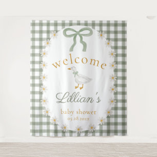 Dummer Gänse-Grün-Gingham-Cottagecore-Baby-Party Wandteppich