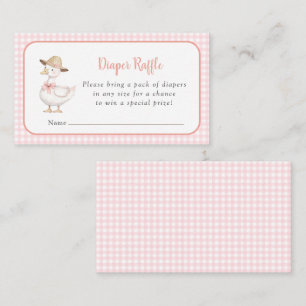Dummer Gänse-Rosa-Gingham-Babyshower-Windel-Raffel Begleitkarte