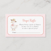Dummer Gänse-Rosa-Gingham-Babyshower-Windel-Raffel Begleitkarte (Vorderseite)