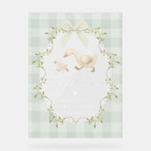 Dummer Gänse-Sage-Gingham-Baby-Shower-Begrüßung Acrylschild (Vorderseite)