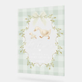 Dummer Gänse-Sage-Gingham-Baby-Shower-Begrüßung Acrylschild (Winkel)