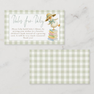 Dummer Gänse-Salbei-Gingham-Bücher für Baby Shower Begleitkarte