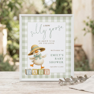 Dummer Gänse-Salbei-Gingham-Willkommen-zur-Baby-Pa Poster