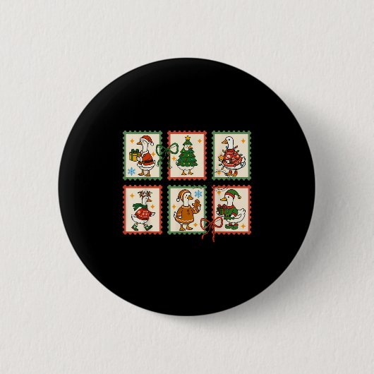 Dummer Gänse-Weihnachtsmann-Christmas-Stempel Süße Button (Vorderseite)