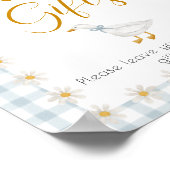 Dummer Gänseblauer Gingham-Baby-Shower-Geschenktis Poster (Ecke)