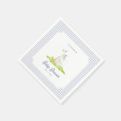 Dummer Gänseblauer Gingham-Baby-Shower-Servietten Serviette (Ecke)