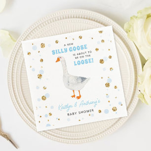 Dummer Gänseblauer Wasserfarben-Jungen-Baby-Party Serviette