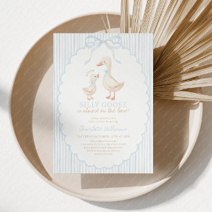 Dummer Gänsejunge Blau Baby Shower Einladung