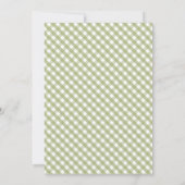 Dummer Gänseschmaus Grünes Gingham-Blumen-Baby-Par Einladung (Rückseite)