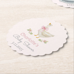 Dummer Goose auf freiem Fuß Pink Bow Baby Shower Untersetzer