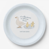 Dummer Goose ist fast lose Baby Shower Teller (Vorderseite)