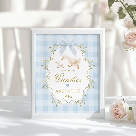 Dummer Goose Wie viele Bonbons Blaues Gingham Poster