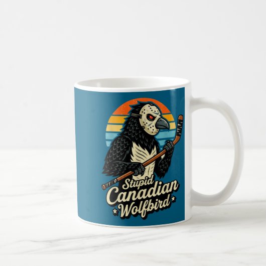 Dummer kanadischer Wolf Vogel erhitzter Loony Hock Kaffeetasse (Rechts)