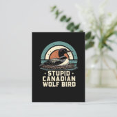Dummer kanadischer Wolf Vogel Feiertagspostkarte (Stehend Vorderseite)