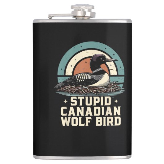 Dummer kanadischer Wolf Vogel  Flachmann (Vorderseite)