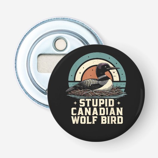 Dummer kanadischer Wolf Vogel  Flaschenöffner (Vorderseite)