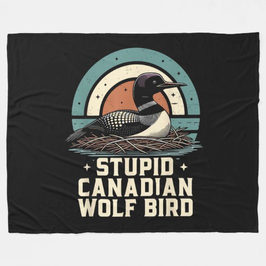 Dummer kanadischer Wolf Vogel  Fleecedecke (Vorderseite (Horizontal))