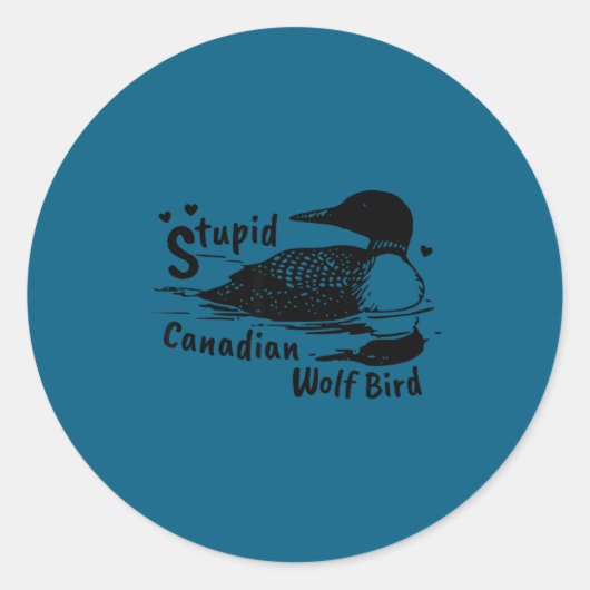 Dummer kanadischer Wolf Vogel Loon Runder Aufkleber (Vorderseite)